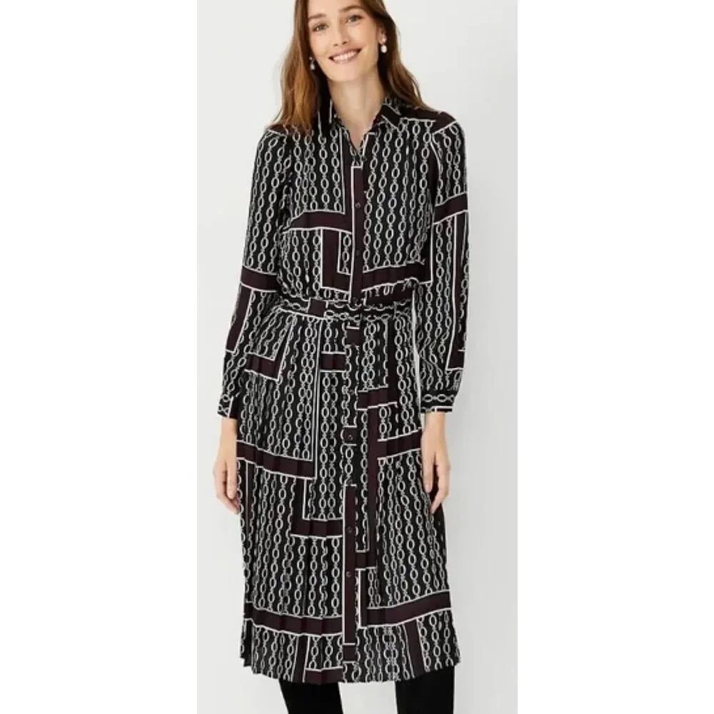 Ann Taylor chain print shirt dress